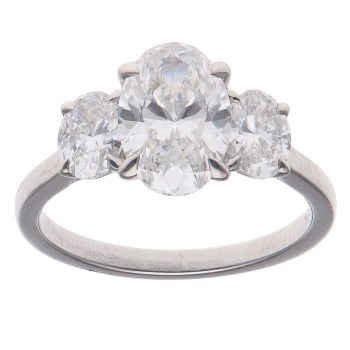 9ct White Gold 3.00ct Oval Cut Lab Grown Diamond Trilogy Ring