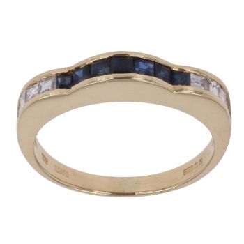 18ct Yellow Gold 0.18ct Princess Cut Diamond and Sapphire Fancy Ring
