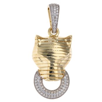 14ct Yellow Gold Monaco Cubic Zirconia Panther Head Pendant