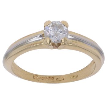 18ct Yellow And White Gold 0.50ct Brilliant Cut Diamond Solitaire Ring
