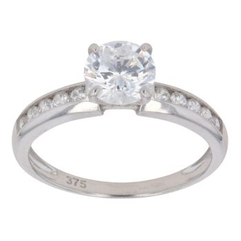 9ct White Gold Cubic Zirconia Single Stone Ring