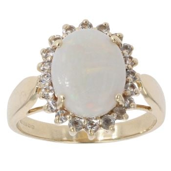 9ct Yellow Gold 0.20ct Diamond and Opal Cluster Ring