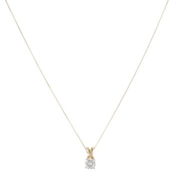 9ct Yellow Gold Cubic Zirconia Single Stone Pendant and Chain 18"