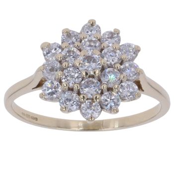 9ct Yellow Gold Cubic Zirconia Cluster Ring