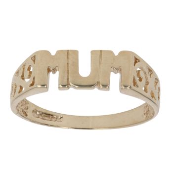 9ct Yellow Gold Patterned Mum Ring
