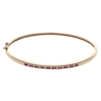 9ct Yellow Gold 0.20ct Brilliant Cut Diamond and Ruby Bangle