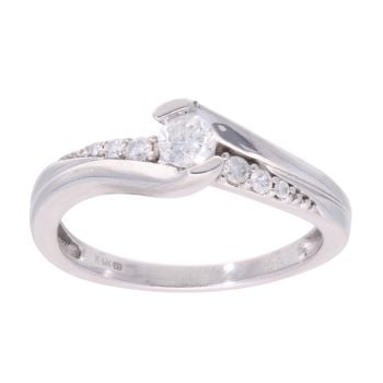 9ct White Gold 0.25ct Diamond Solitaire Shoulder Ring