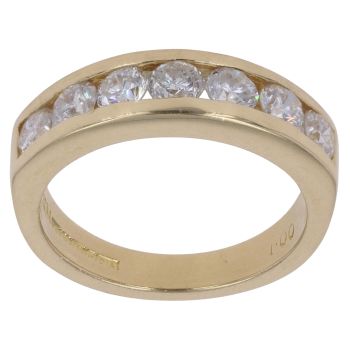 18ct Yellow Gold 1.00ct Brilliant Cut Diamond Half Eternity Ring