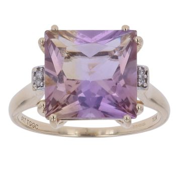 9ct Yellow Gold 0.05ct Diamond and Ametrine Ring