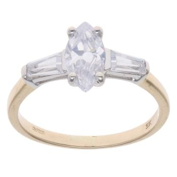 9ct Yellow Gold Cubic Zirconia Three Stone Ring