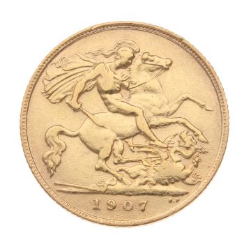 1907 Edward VII Large Head UK Half Sovereign Coin