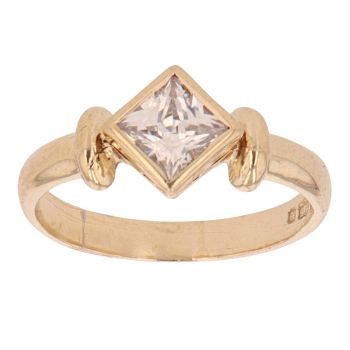 9ct Yellow Gold Cubic Zirconia Solitaire Ring