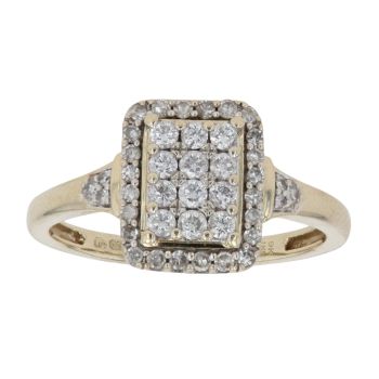 9ct Yellow Gold 0.36ct Brilliant Cut Diamond Cluster Ring