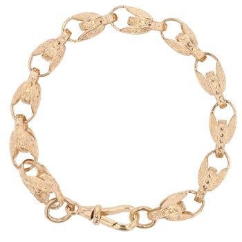 9ct Yellow Gold Patterned Tulip Bracelet 8.5"