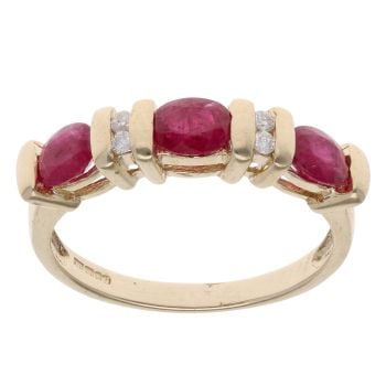 9ct Yellow Gold 0.05ct Diamond And Ruby Ring