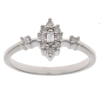 9ct White Gold 0.18ct Mixed Cut Diamond Marquise Cluster Ring