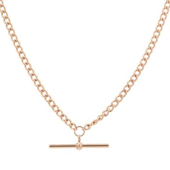 9ct Rose Gold Albert T-bar Curb Chain 20"