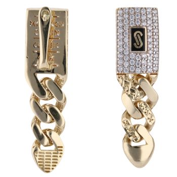 14ct Yellow Gold Monaco Classic Alternate Flex Pave Lock Drop Earrings