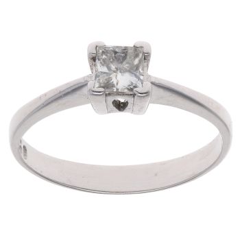 18ct White Gold 0.50ct Princess Cut Diamond Solitaire Ring