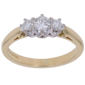 18ct Yellow Gold 0.50ct Diamond Trilogy Ring