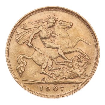 1907 Edward VII Large Head UK Half Sovereign Coin
