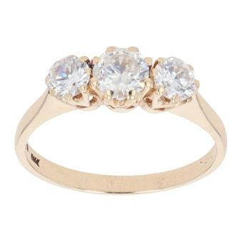 9ct Yellow Gold Three Stone Cubic Zirconia Ring