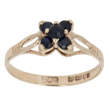 9ct Yellow Gold Sapphire Cluster Ring