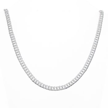 Silver Diamond Cut Double Curb Chain 20" By Icesia