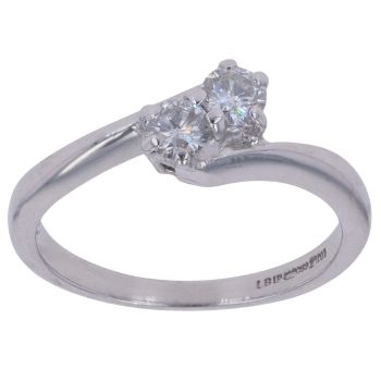 18ct White Gold 0.25ct Brilliant Cut Diamond Two Stone Ring