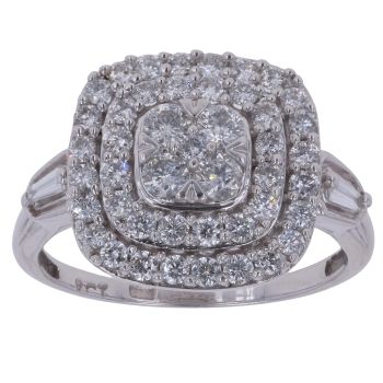 9ct White Gold 1.25ct Brilliant Cut Diamond Cluster Ring