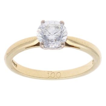 18ct Yellow Gold 1.00ct Brilliant Cut Diamond Solitaire Ring