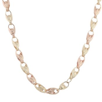 9ct Yellow and Rose Gold Patterned Tulip Chain 24"
