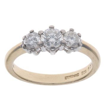 9ct Yellow Gold 0.75ct Brilliant Cut Diamond Trilogy Ring