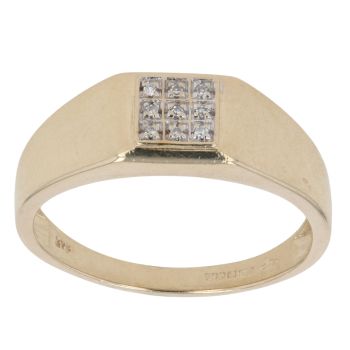 9ct Yellow Gold 0.05ct Diamond Signet Ring