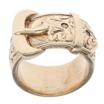 9ct Yellow Gold Patterned Buckle Ring