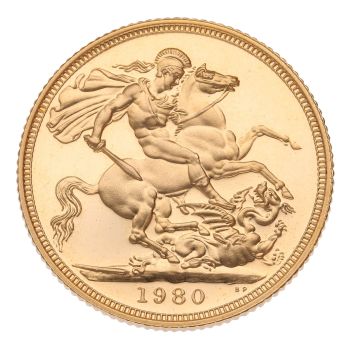 1980 Elizabeth II Decimal Portrait Llantrisant UK Full Sovereign Coin Proof Boxed