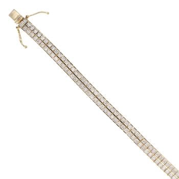9ct Yellow Gold Double Row Cubic Zirconia Bracelet 7"
