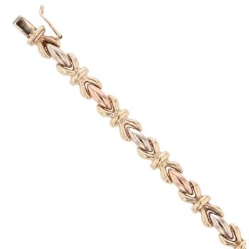 9ct Yellow, White And Rose Gold Multi-Link Bracelet 7"