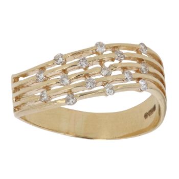 18ct Yellow Gold 0.30ct Brilliant Cut Diamond Five Row Ring