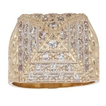 9ct Yellow Gold Cubic Zirconia Pyramid Ring
