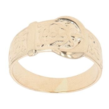 9ct Yellow Gold Patterned Buckle Ring