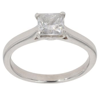 Platinum 0.85ct Princess Cut Diamond Solitaire Ring