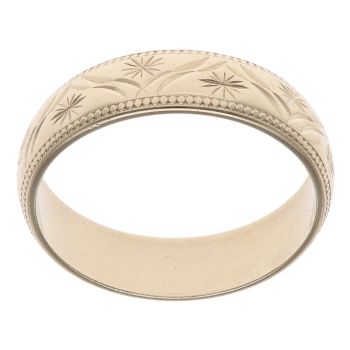 9ct Yellow Gold Patterned Wedding Band 5mm