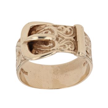 9ct Yellow Gold Patterned Buckle Ring
