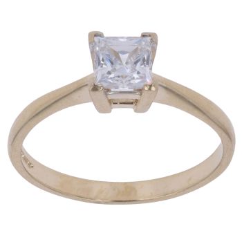 9ct Yellow Gold Cubic Zirconia Single Stone Ring