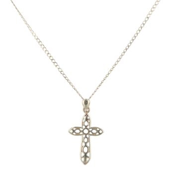 9ct Yellow Gold Patterned Cross Pendant and Chain 18"
