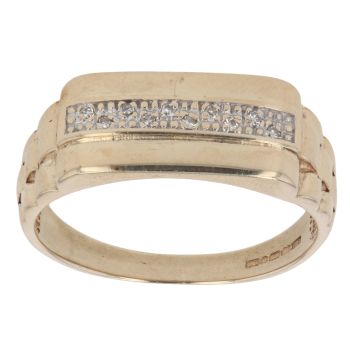 9ct Yellow Gold 0.05ct Diamond Signet Ring