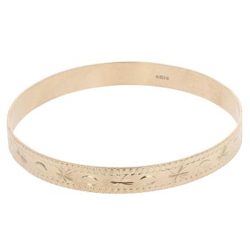 9ct Yellow Gold Patterned Bangle