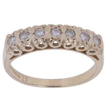9ct Yellow Gold 0.25ct Brilliant Cut Diamond Half Eternity Ring