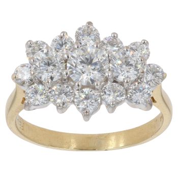 18ct Yellow Gold 2.00ct Brilliant Cut Diamond Cluster Ring